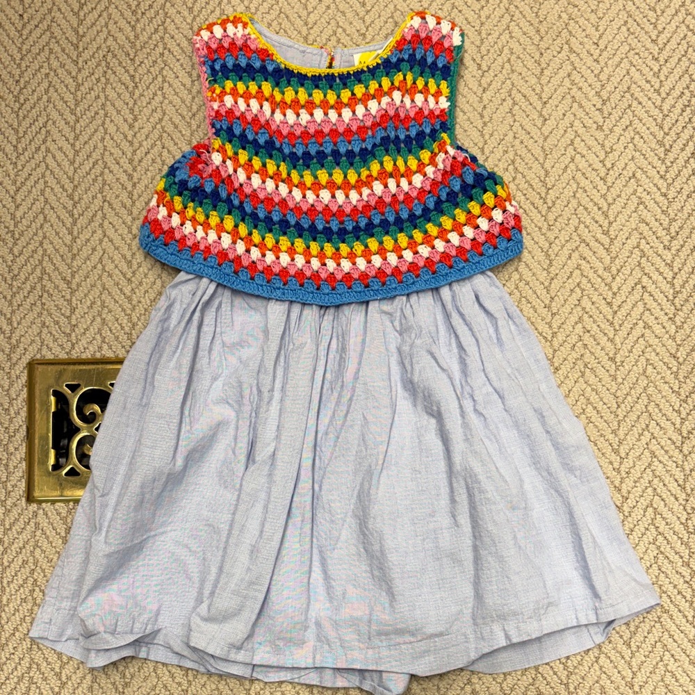 Mini Boden Colorful Crochet Top Dress